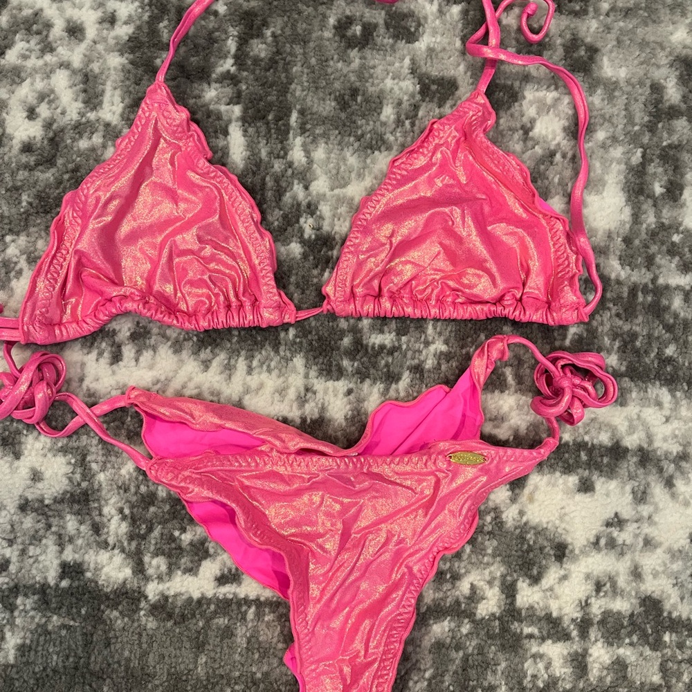Luli Fama Shimmering Pink Bikini